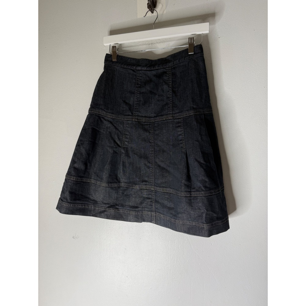 Worth New York Dark Wash Denim A-Line Paneled Skirt Size 4 Exposed Back Zip